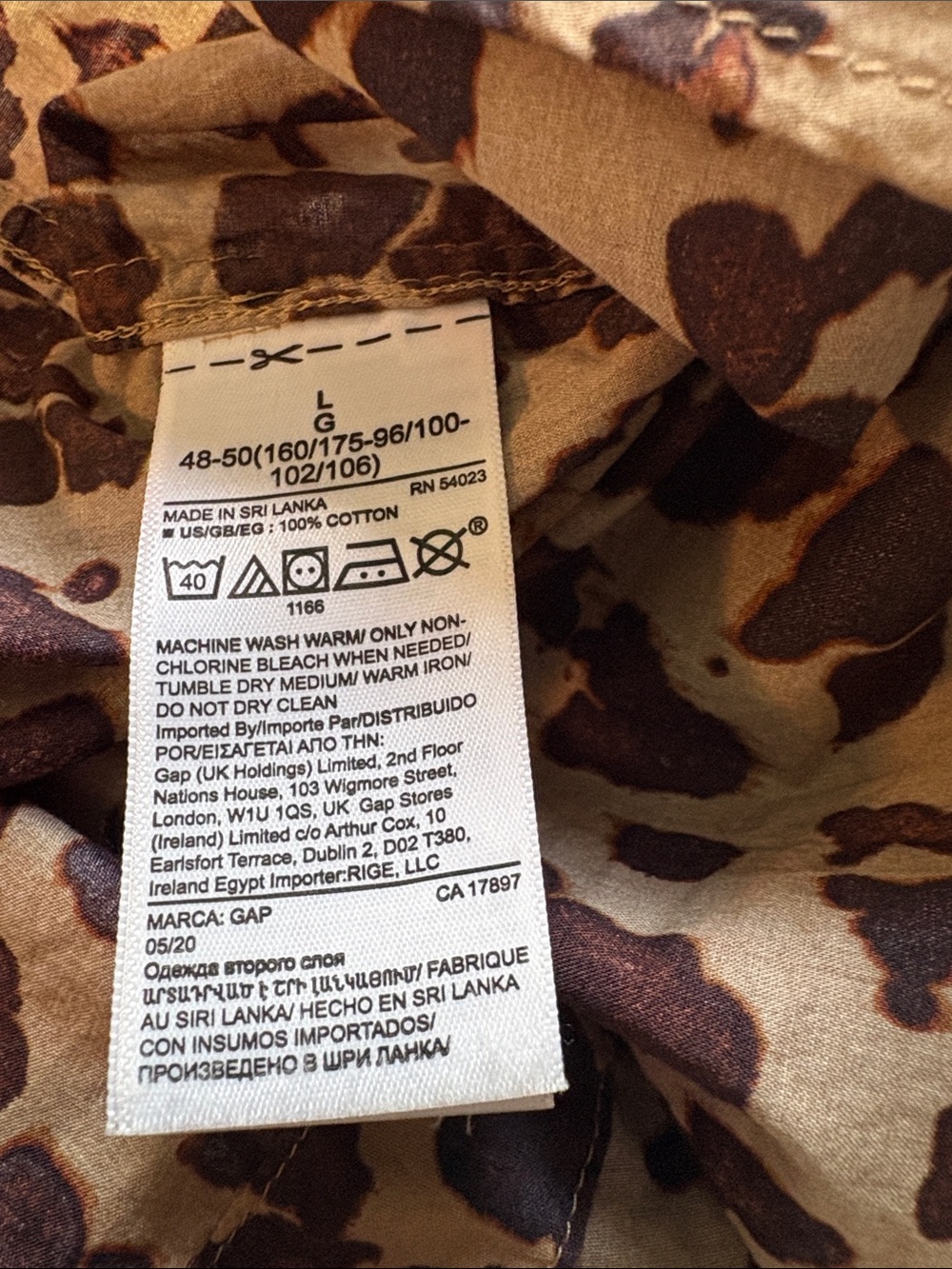 GAP Leopard-Print Button Front Shirt - Brown & Tan Size Medium - Picture 7 of 7